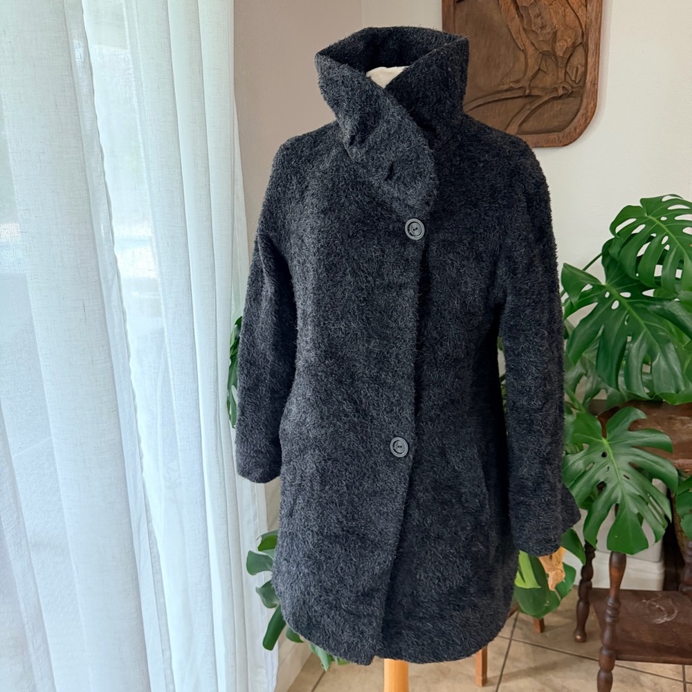 Cinzia Rocca Due Reversible Wool Quilted Coat Black Gray Made in Italy S/M